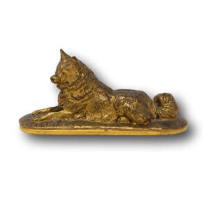 French Gilded Bronze Dog | Fremiet & Barbedienne