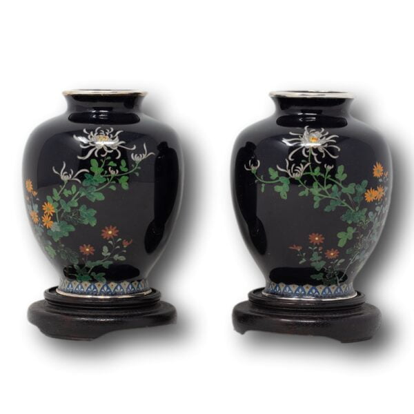Front of the Japanese Cloisonne Enamel Vases Ando Company (att.)
