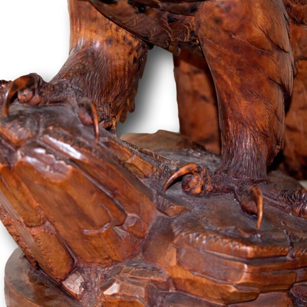 both feet showing the sharp carved talons