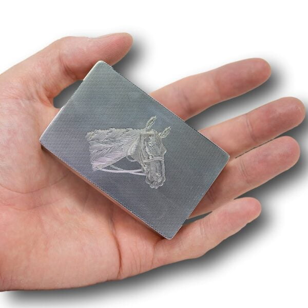 Asprey Horse Silver Cigarette showing the size in the palm of a hand