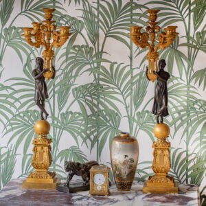French Empire candelabra pair in a decorative setting to see the scale