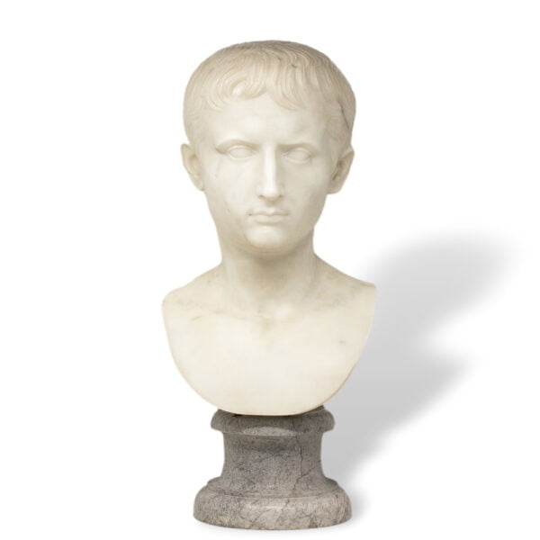 Front of the Italian Carrara Marble Bust Augustus Caesar