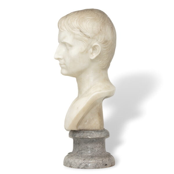 Side of the Italian Carrara Marble Bust Augustus Caesar
