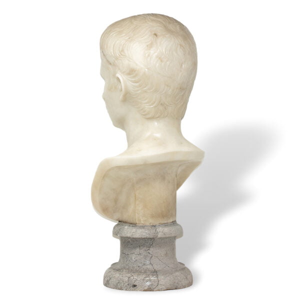 Rear Side of the Italian Carrara Marble Bust Augustus Caesar