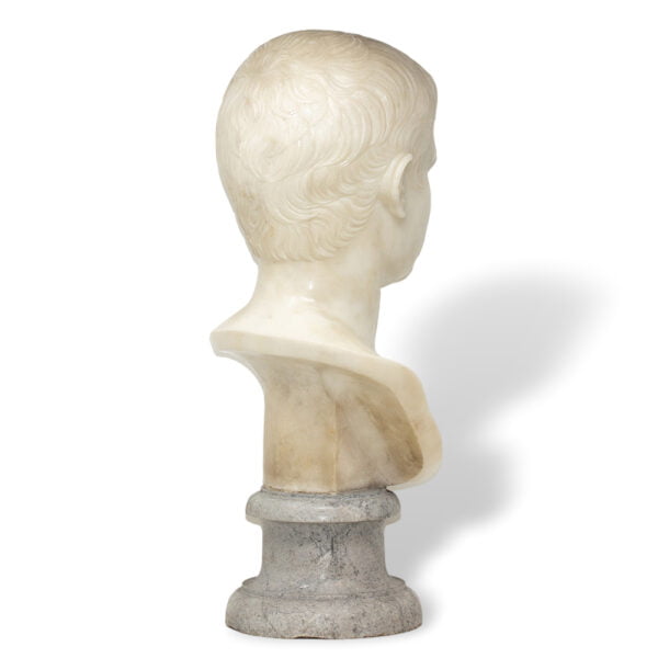 Rear Side of the Italian Carrara Marble Bust Augustus Caesar