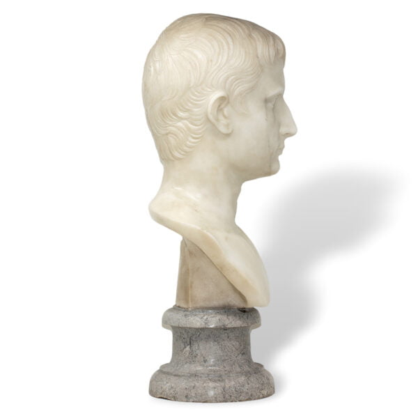 Side of the Italian Carrara Marble Bust Augustus Caesar