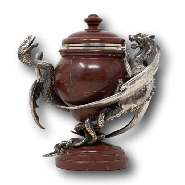 Front of the French Rouge Marble Urn by Thiébaut Freres