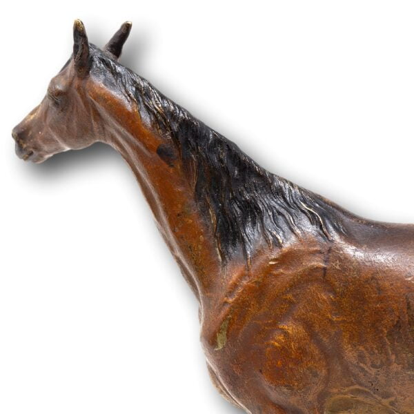 Close up of the Austrian cold painted bronze horses head and mane