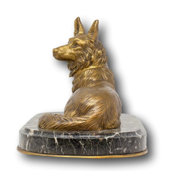 Side of the French Bronze Ormolu Dog on a marble plinth