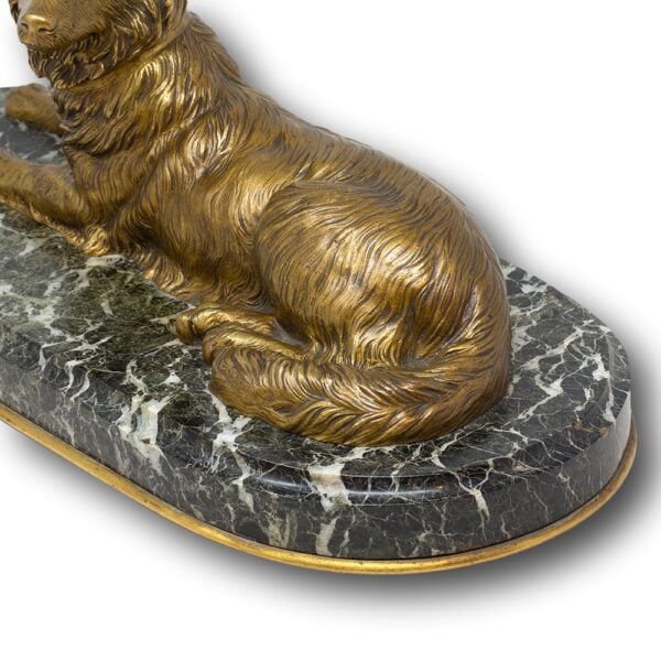 Closer view of the rear of the French bronze ormolu dog figure