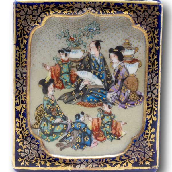 Close up of Panel 3 on the Japanese Meiji Period Satsuma Natsume (Tea Caddy) by Kinkozan