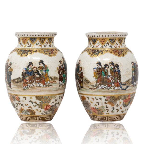 Front of the Satsuma vase pair