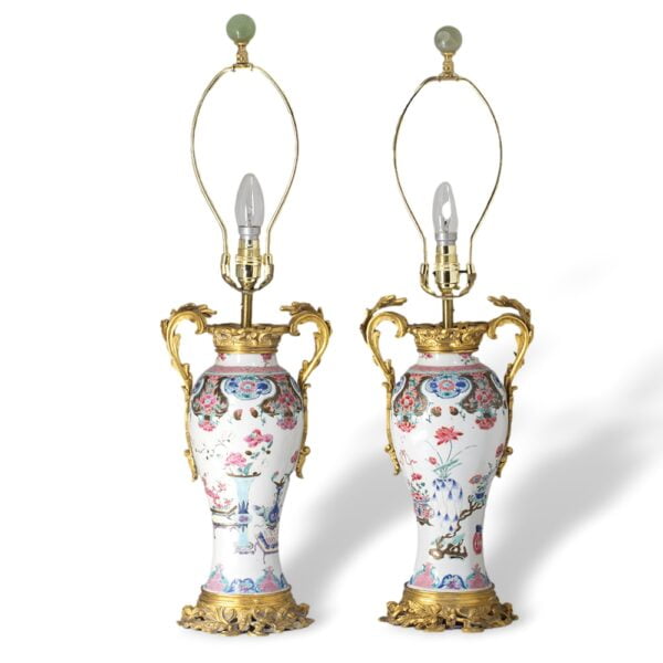 Overview of the 18th century porcelain lamps with ormolu mounts