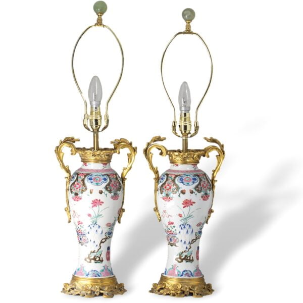 Overview of the 18th century porcelain lamps with ormolu mounts