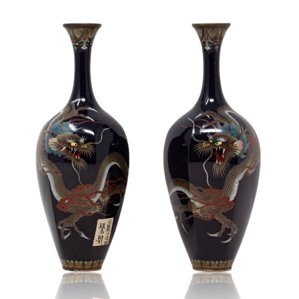 Front of the cloisonne enamel vases