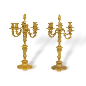 Overview of the French Pair of Henry Dasson Candelabras