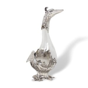 Front overview of the WMF Silver Plated Swan Decanter
