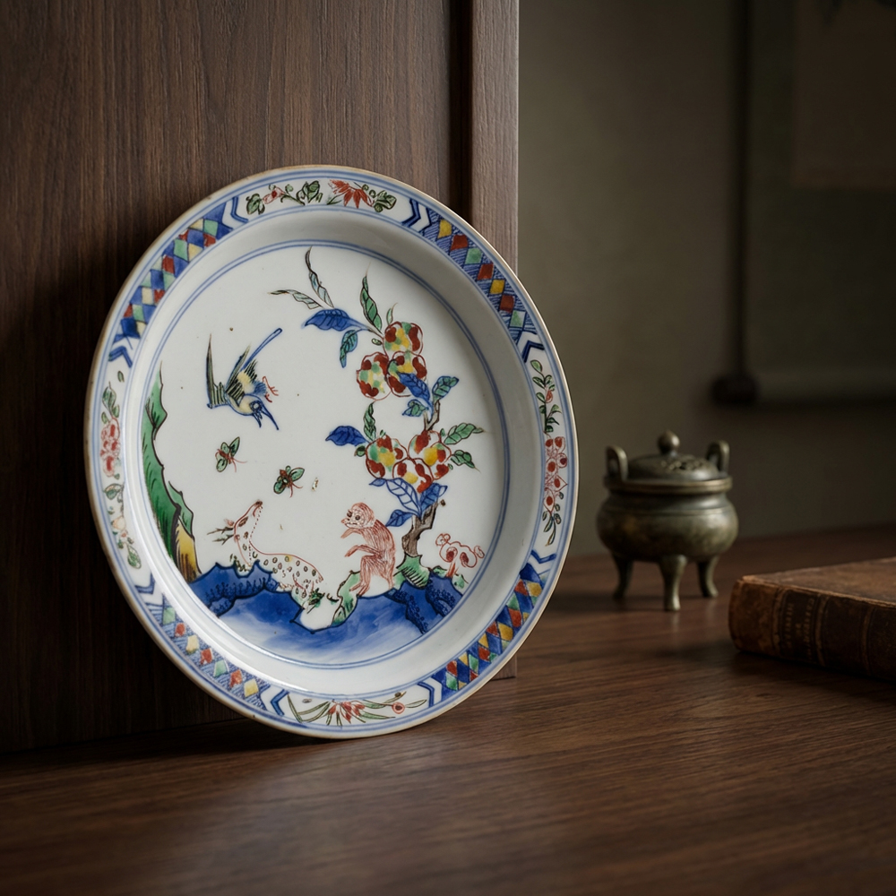 Chinese ko-sometsuke plate in a lifestyle setting